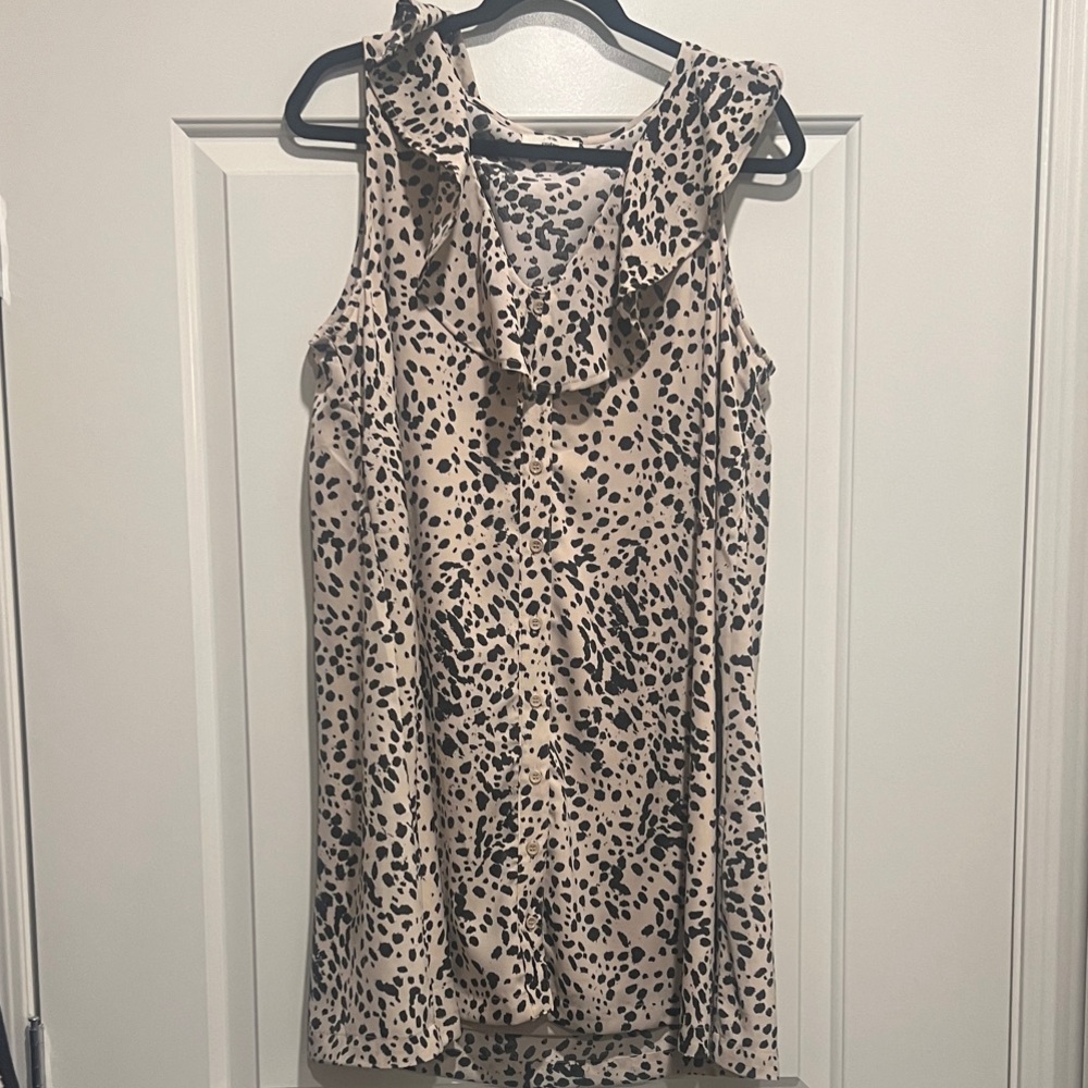 Entro Beige and Black Ruffle Top